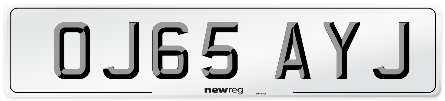 OJ65 AYJ Number Plate from New Reg